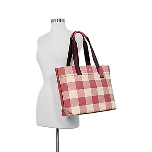 Coach Pink and Cream Checkered Tote - Picture 7 of 14